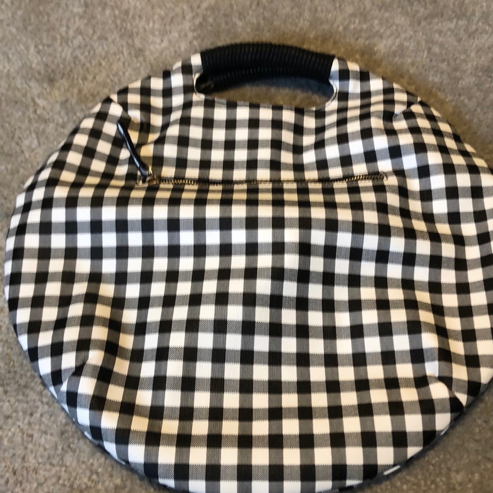 Malibu Skye round black and white check purse